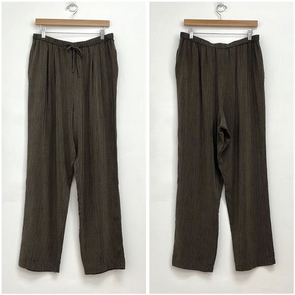 Silk Club Collection 100% Silk Drawstring Pull-on Loose Flowy Pants - Large - Picture 11 of 11